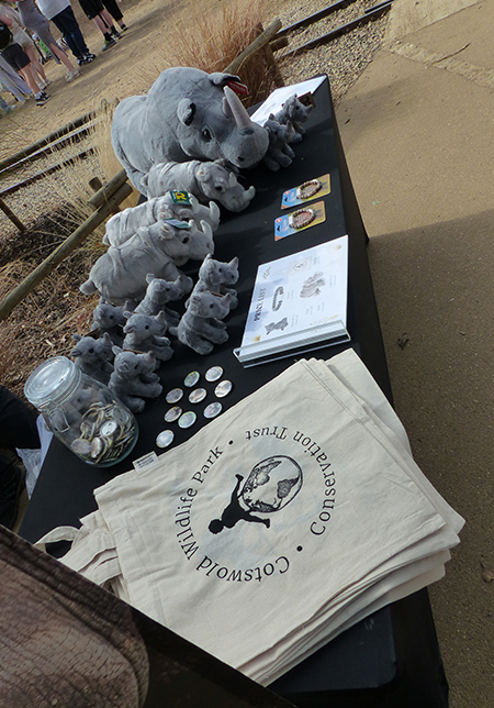 The fundraising stall for Rhino Weekend